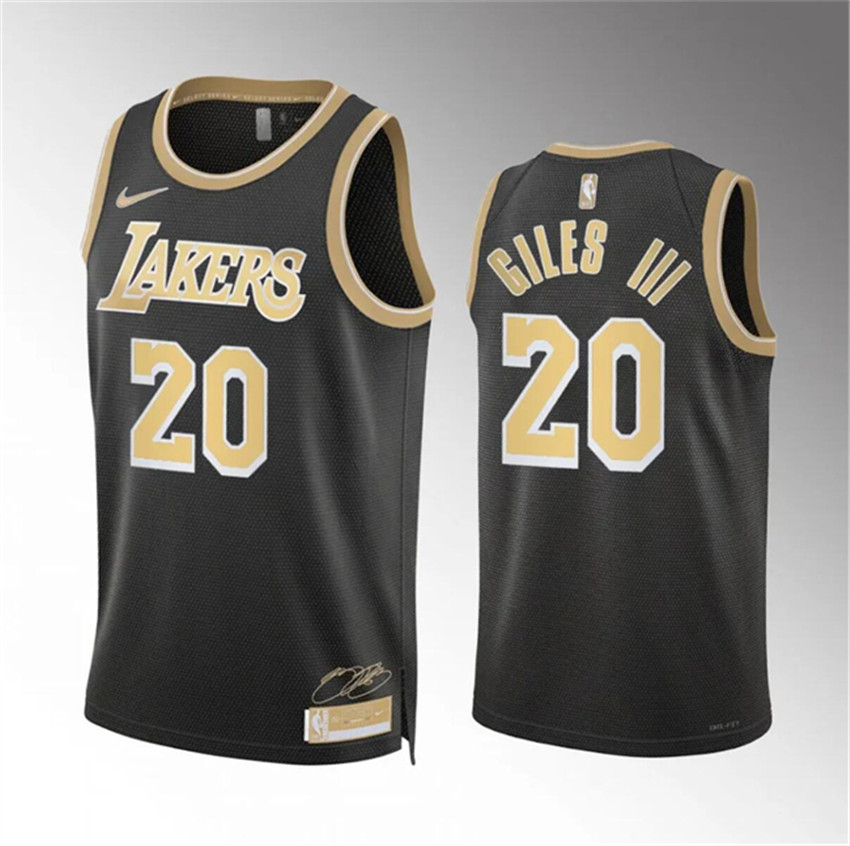 Men's Black Los Angeles Lakers #20 Harry Giles Iii 2024 Select Series Stitched Basketball Jersey